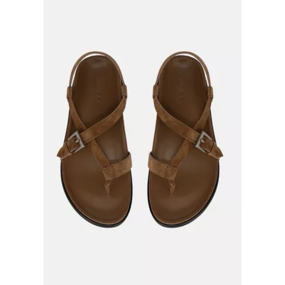 Vince Franca Strappy Sandals Womens 7 Brown Leather Suede Buckle Unworn - Picture 2 of 9